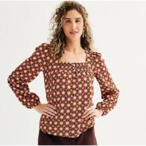 Draper James Geo-floral Square Neck Top Size S - Picture 7 of 10